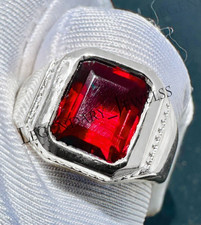 Natural Red Garnet Gemstone Ring 925 Sterling Silver Handmade Stylish Men's Ring