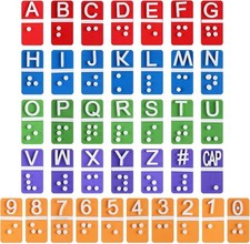38 Pcs Braille Alphabet and Number Tiles Wood Raised Dots Alphabet and Numbers P