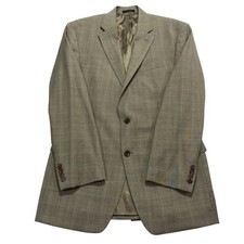 Ralph Lauren Sport Coat Blazer Mens Size 42 R Brown Plaid Wool Windowpane Jacket