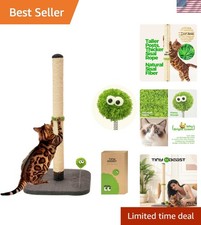 34" Cat Scratching Post with Stylish Plush Toy Durable Sisal for Indoor Use