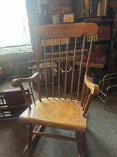 Vintage wooden spindle back rocking chiar