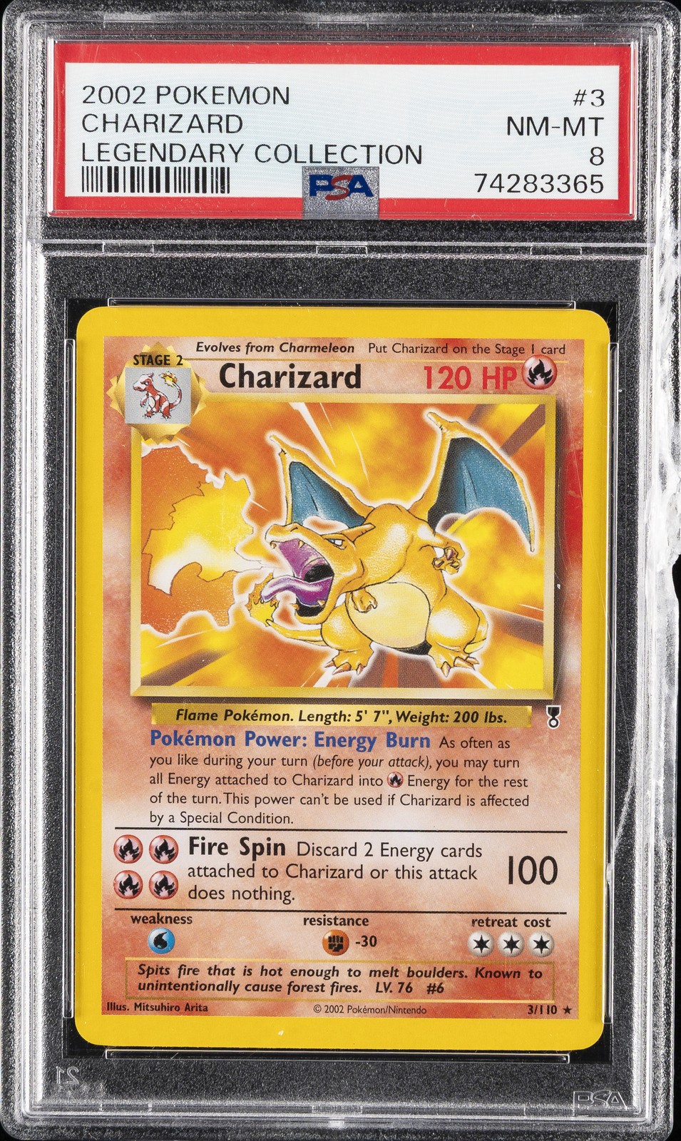 2002 POKEMON LEGENDARY COLLECTION #3 CHARIZARD PSA 8