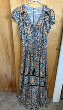 American Eagle Outfitters Women’s M Multicolor Floral V-Neck Maxi Dress Viscose