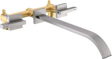 Wall Mount Tub Filler, Brushed Nickel Wall Mounted Bathtub Faucet Brass 2 Handle