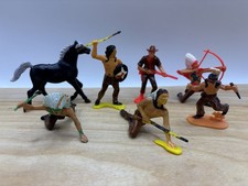 Vintage lot of Cowboy and Indian Plastic Toy Figures 2-3/4  Tall