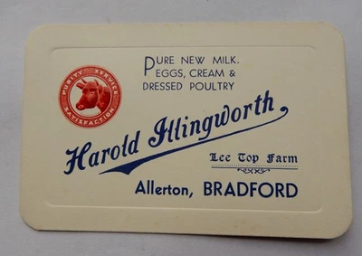 Illingworth Allerton Bradford dairy business card milk bottle go with (S) - Image 1 of 2
