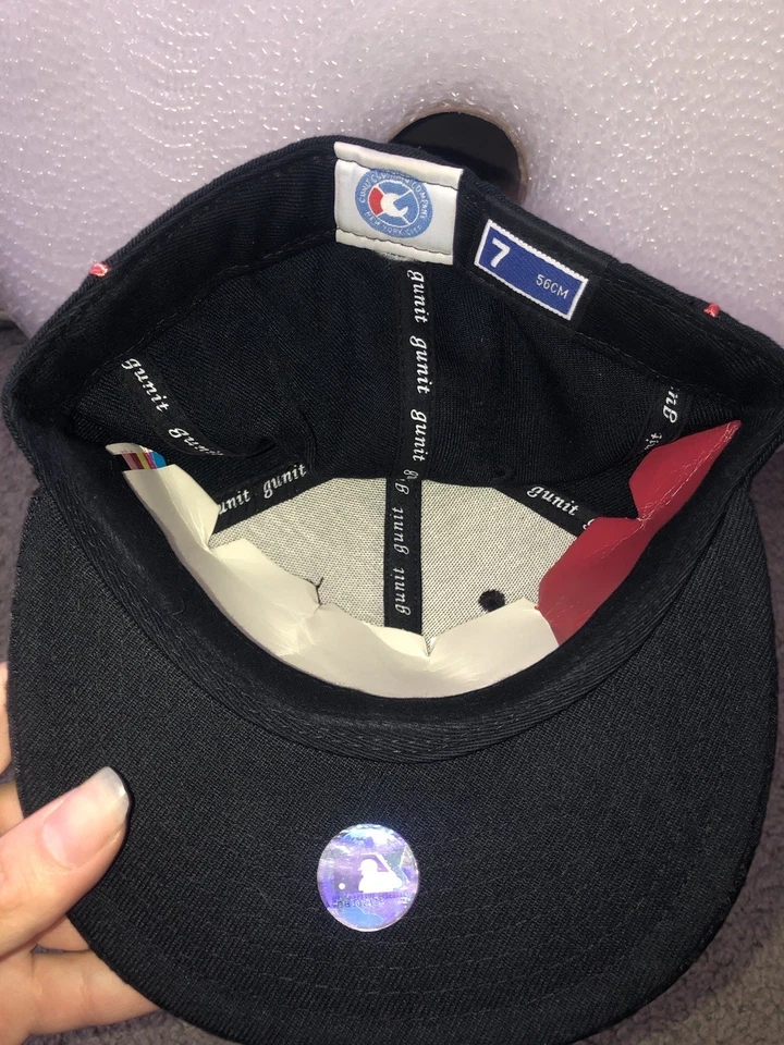 Gorra vintage NOS Y2k G-Unit 50 centavos NewEra ajustada negra bordada hip hop talla 7 Foto 4 de 4