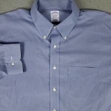 Brooks Brothers Shirt Mens 18 Blue Casual Button Up Long Sleeve
