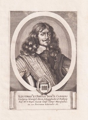 Carl Gustaf Wrangel Sweden Schweden Sverige Feldherr Portrait Kupferstich 1680.