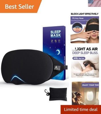Cotton Sleep Eye Mask - Updated Design Light Blocking with Adjustable Nose Br...