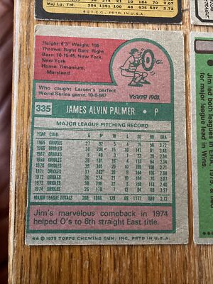 ■Old Palmer / 70〜80's 1973 1974 1975 1976 Topps JIM PALMER Cards #160,40,335,450
