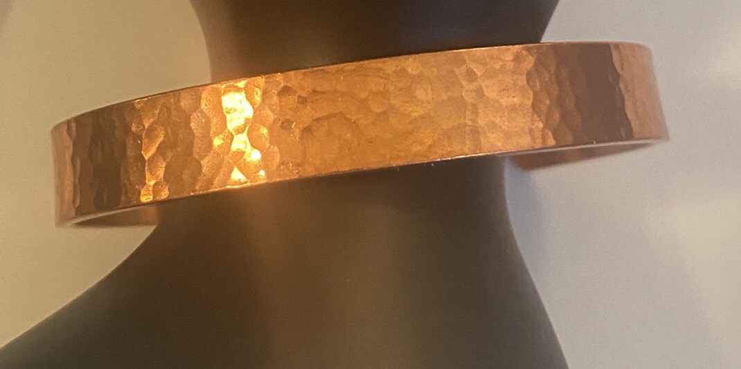 JS Brana Artisan Signed Solid Hammered Copper Cuf… - image 10