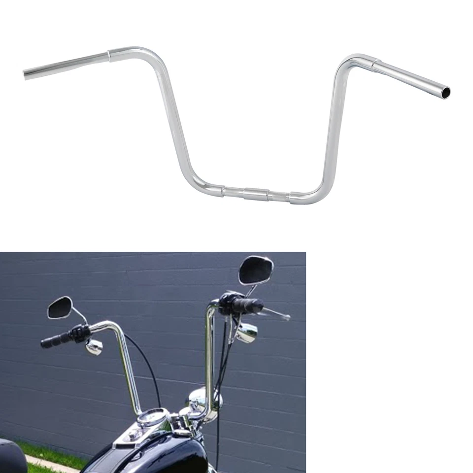 Manillar de suspensión cromado de 15,5"" Rise Ape apto para Harley Softail Heritage Springer Foto 2 de 4
