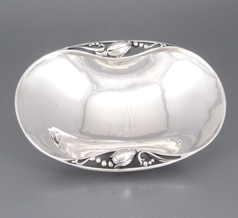 Подлинная датская чаша из чистого серебра 1920-х годов Georg Jensen с бутоном магнолии - Изображение 4 из 4