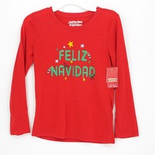 Jammies for Your Families Girls "Feliz Navidad" Christmas Pajama Top Sz S 7 NWT
