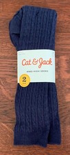 Cat  Jack Girls' 2pk Ribbed Navy Blue Knee-High Socks, size L, shoe 3-10