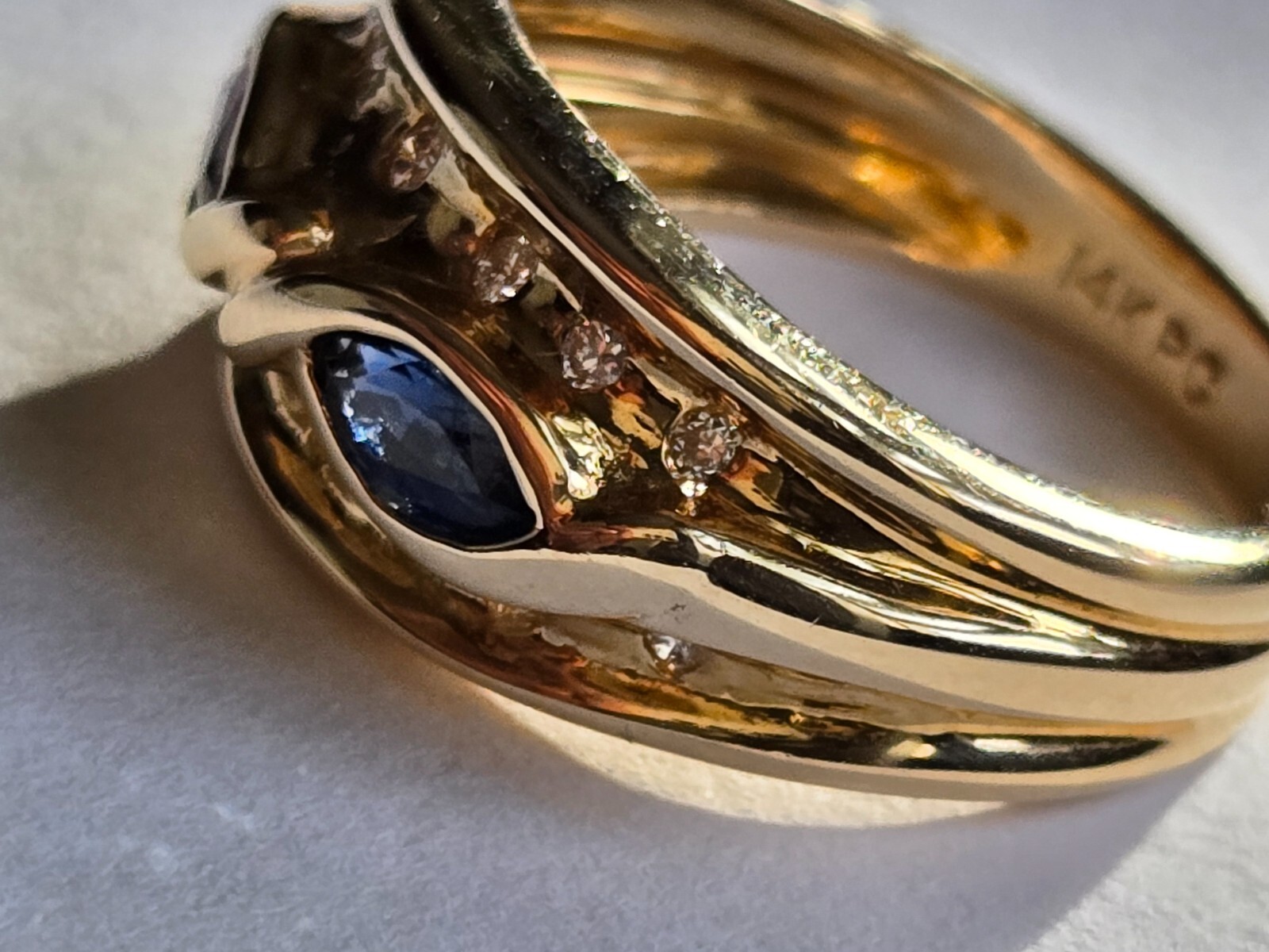 14K Solid Gold Vintage Ruby Sapphire Diamond Infi… - image 7