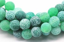 Green Fire Agate Cracked Matte Round Beads 6mm 8mm 10mm 12mm 15.5" Strand