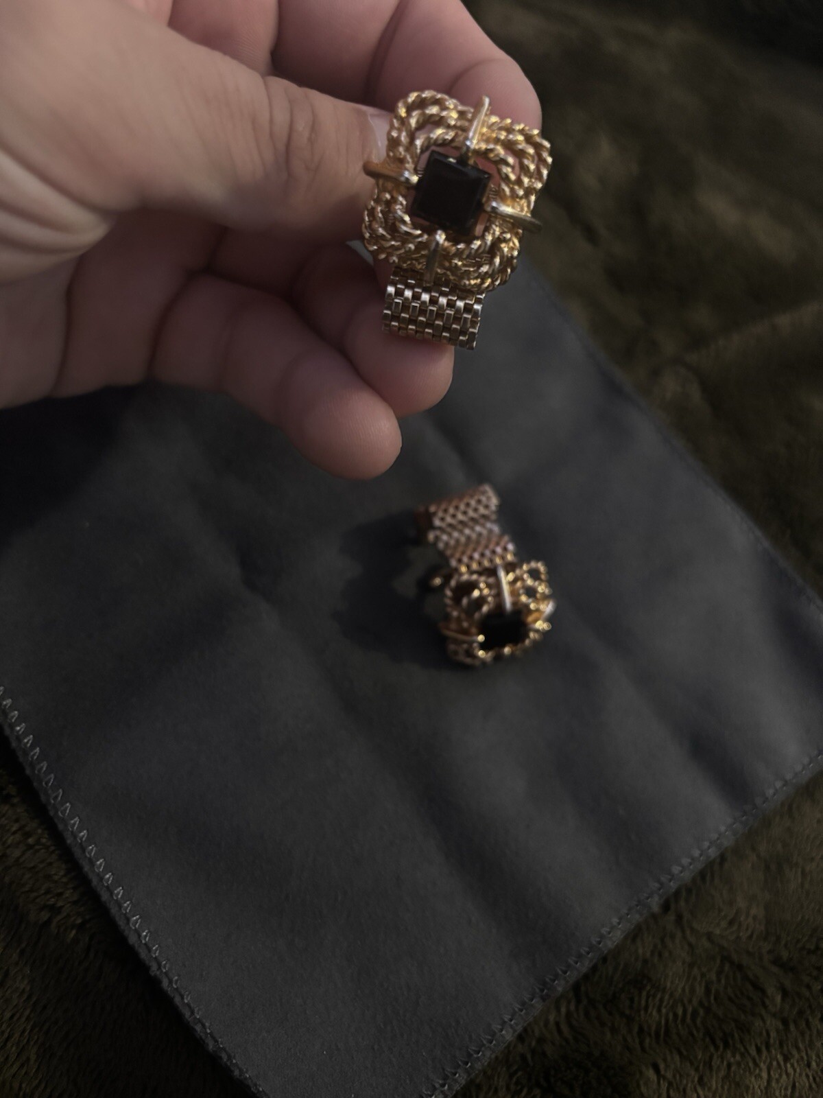 Gold Plated Mesh Cufflink - image 2