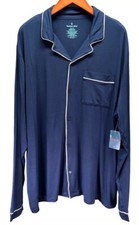 TOMMY JOHN Pajama Top Men s L Navy White Trim Button Modal So Soft New