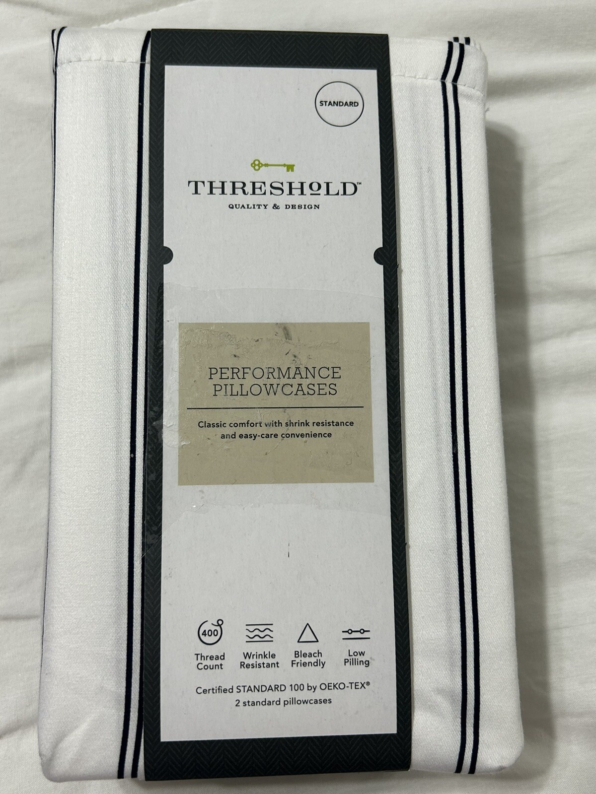 Threshold Black Stripe Cotton Standard Performance Pillowcases #64581