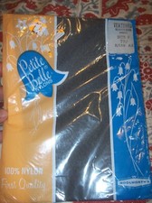Vintage Petite Belle Smoke Textured Seamless Nylon Garter Stockings Size 9