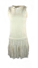 CHANEL White Tweed Fringe Sleeveless Dress Size 36