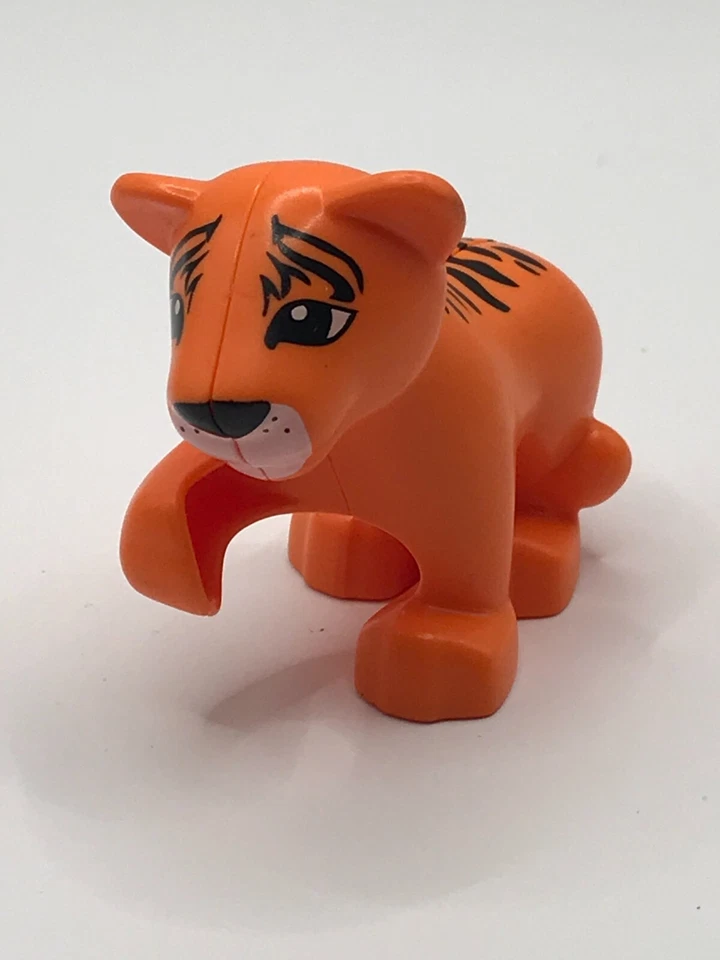 LEGO DUPLO FILHOTE DE BEBÊ TIGRE MINI BONECO SUBSTITUTO ANIMAL GATO SELVAGEM BRINQUEDO LARANJA - Imagem 2 de 4