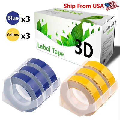 (3Blue,3Yellow) Label Tape used for Dymo 1595GY Dymo 20008CP Label Makers