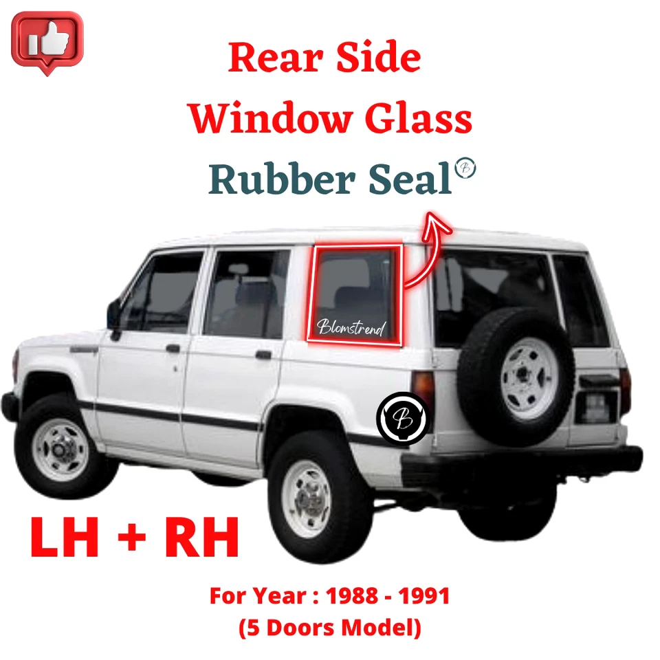 Par Isuzu Trooper / Bighorn Modelo 5D (1988-1991) Ventana Lateral Trasera Sello Vidrio Foto 3 de 4