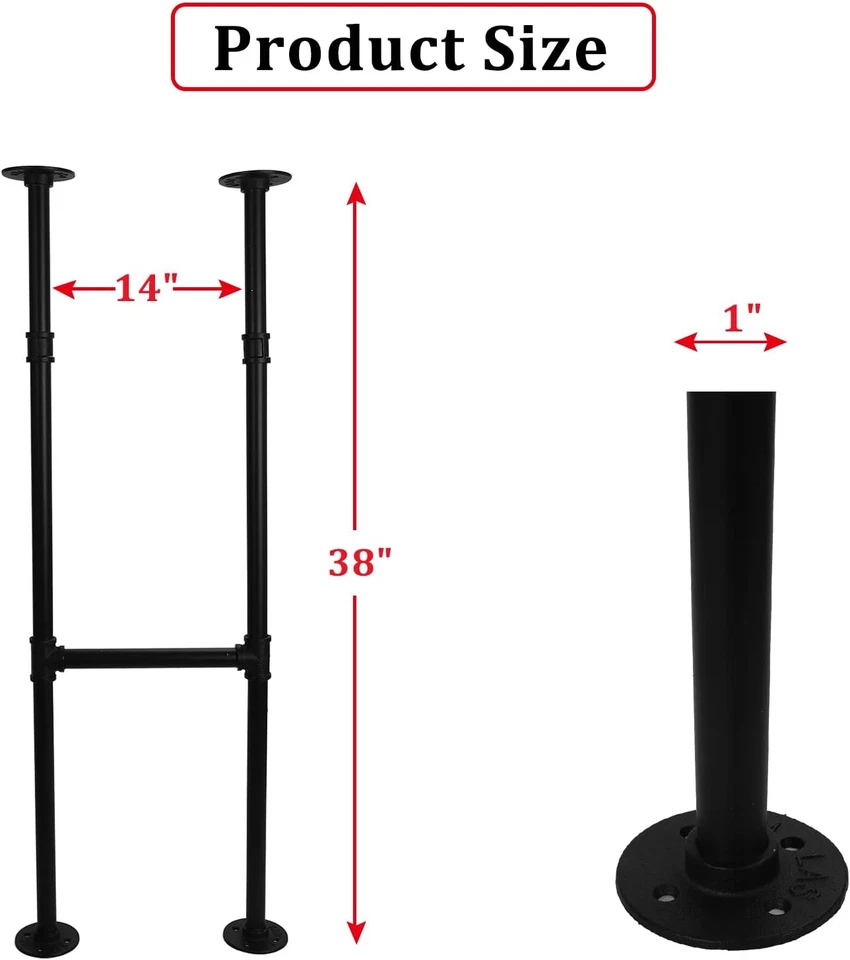 Patas de mesa de metal de 38 pulgadas en forma de H patas de muebles con protectores de piso proyecto hágalo usted mismo Foto 3 de 4