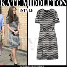 Tory Burch Paulina Fringe A-Line Dress Royal Dutchess Kate Celeb 12 Size L