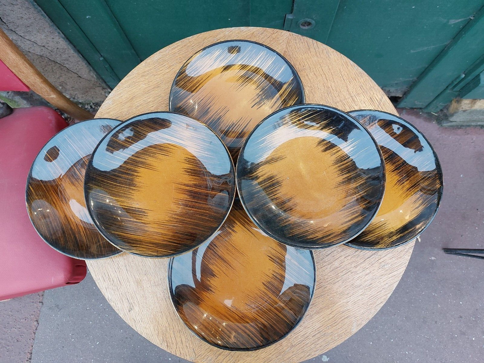 Céramique Accolay Assiettes Plates 23,5 cm Années 60 70