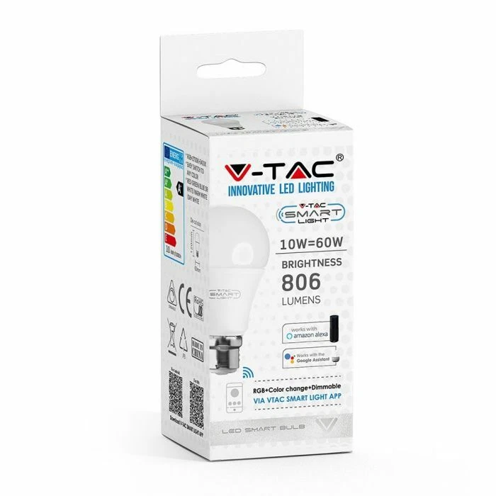 V TAC WiFi B22 10W ALL WHITES RGBW Smart Light Works with Alexa Google Home