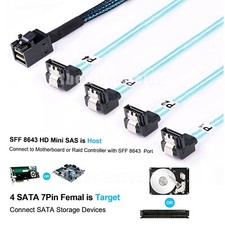 Internal HD Mini SAS SFF-8643 Host to 4X SATA low profile Target HardDrive Cable