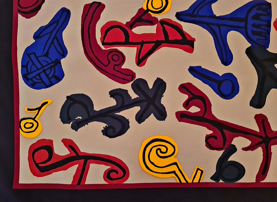 SCARF VINTAGE AUTHENTIC ABSTRACT MODERNISM ART 34" SQUARE - Image 3 of 4