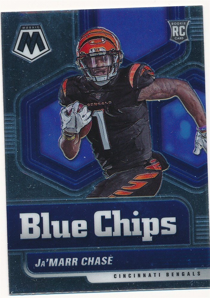 JA'MARR CHASE 2021 PANINI MOSAIC BLUE CHIPS #7 RC ROOKIE CINCINNATI BENGALS MINT