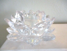Crystal Glass Lotus Flower Figural 5.5''x3'' tea light or candle holder clear