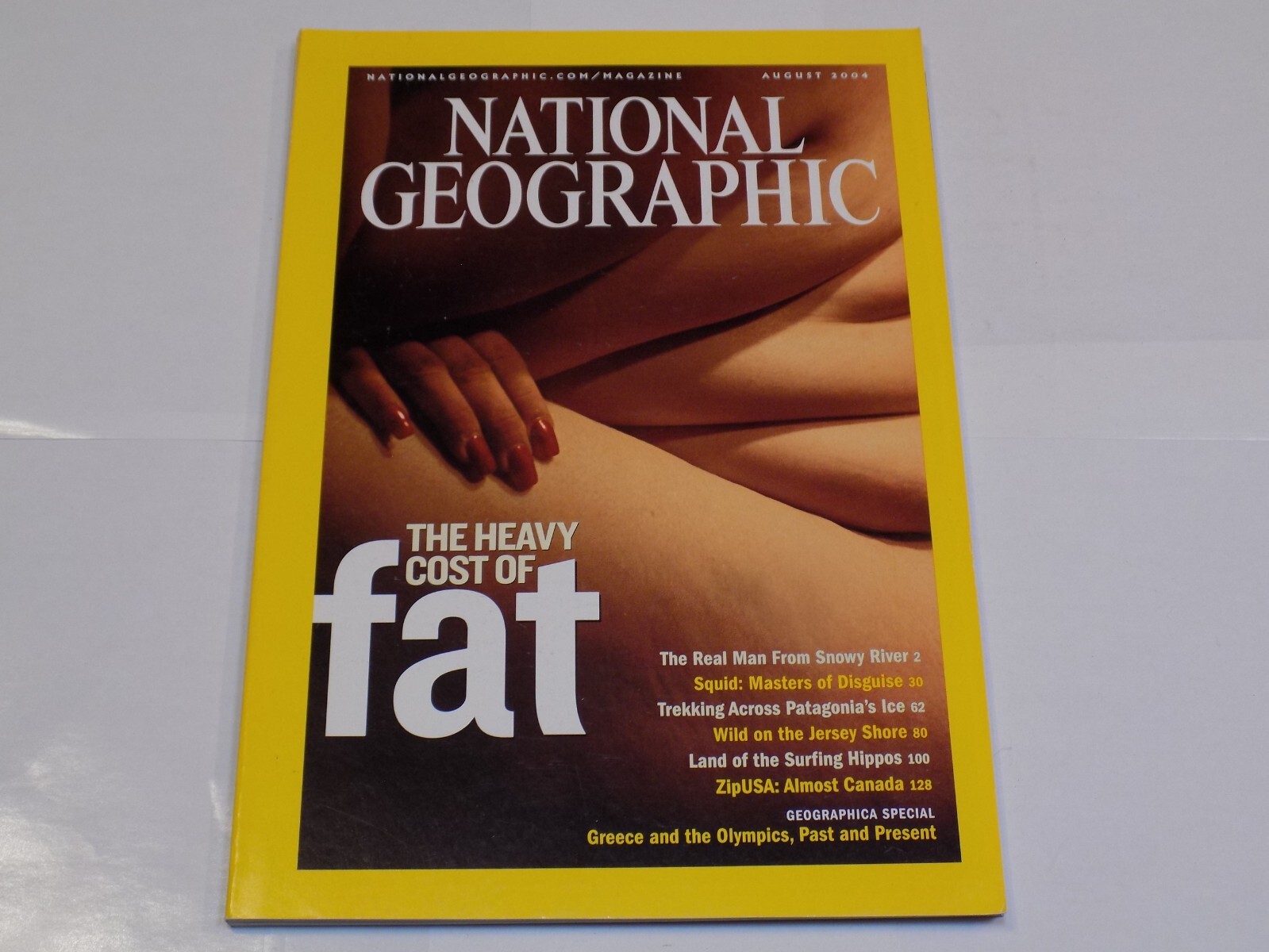 National Geographic Magazine August 2004 Cost of Fat Squid Hippo Greece Olympics