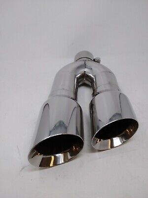 Exhaust Tip 4.00  Dual Outlet 16.00  long 3.00  Inlet Slant Angle High Gloss Bla