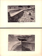 2 items SAN DIEGO FLUME, WEIR, FLUME, TUNNEL, IRRIGATION Antique prints 1893