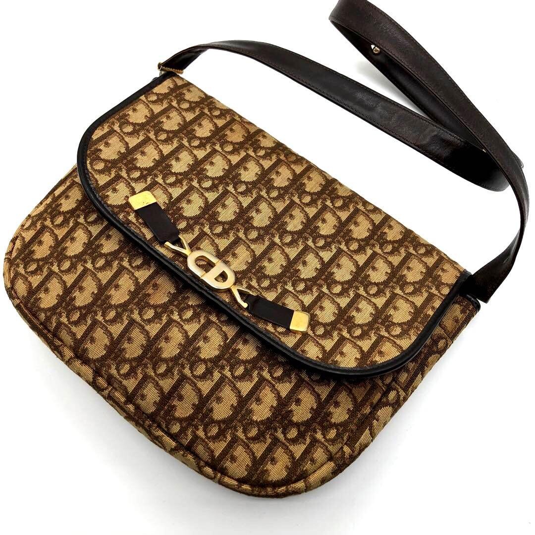 Christian Dior Shoulder Bag Canvas Brown Trotter Vintage Women's Authentic thumbnail 11