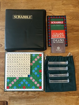RARE 1988 Vintage Travel SCRABBLE Plastic Peg Tiles - Spears Games - Padded Case