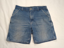 Vtg Carhartt Men's Blue Denim Carpenter Shorts Cotton B28-DST 38 Flaws