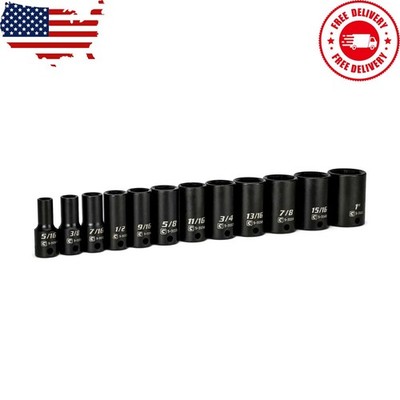 Capri Tools 3/8 in. Drive Semi-Deep Impact Sockets Set, SAE, 5/16 to 1 in, 12...
