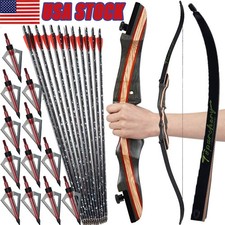 62" Takedown Recurve Bow Arrows Set Archery 20-50lb Adult Outdoor Target Hunting