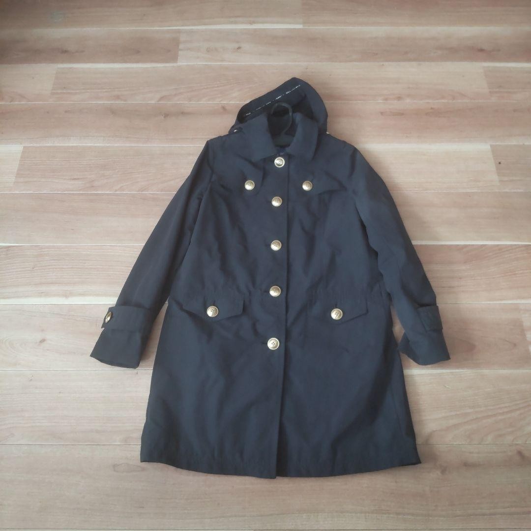 Burberry Blue Label Trench Coat Navy Blue With Check Pattern Size 38 For Women