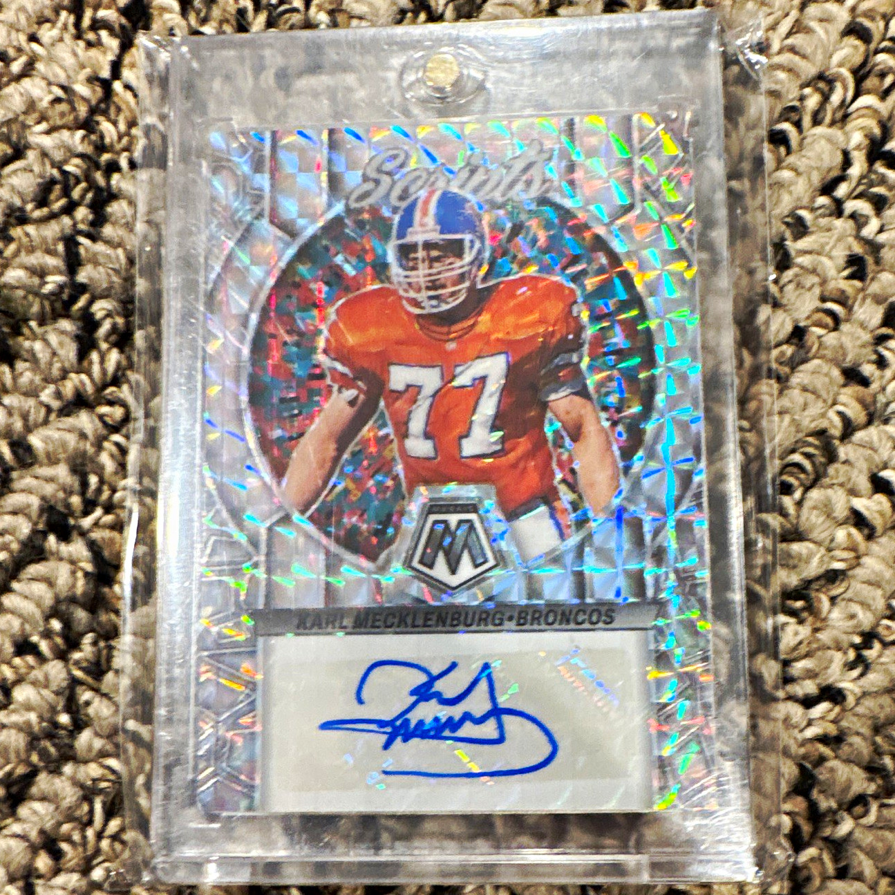 Panini 2023 Mosaic Scripts Insert Karl Mecklenburg Auto #S36 Denver Broncos