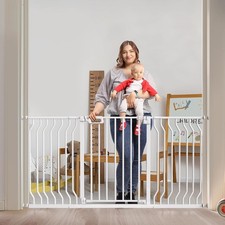 GROWNSY Baby Gate, 57"-62" Auto-Close Dog Gate White 30" Tall Moms Choice