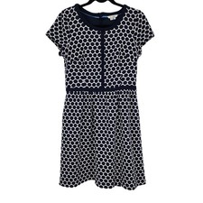 Boden Clementine Jacquard Blue and White Polka Dot Pocket Dress Size 8